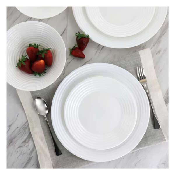 GIBSON HOME ULTRA PATIO 12PC TEMPERED OPAL GLASS DINNERWARE SET WHITE | GI126947-12 - Image 
