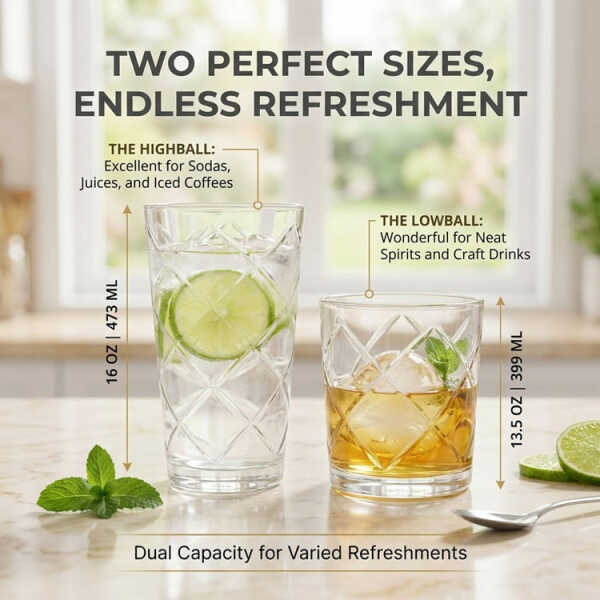 GIBSON 16 PCS GLASSWARE SET (8X 399ML GLASSES | 8X 473ML GLASSES) | GI141409-16 - Image 