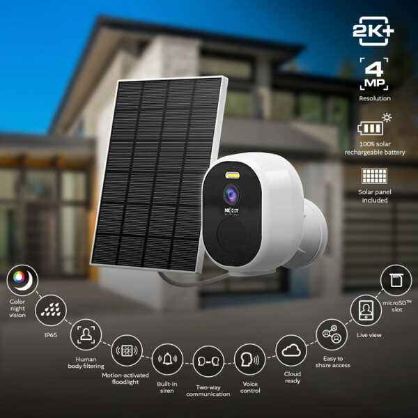 NEXXT SOLAR OUTDOOR SMART FIXED 2K CAMERA | NHC-OF20S - Image 