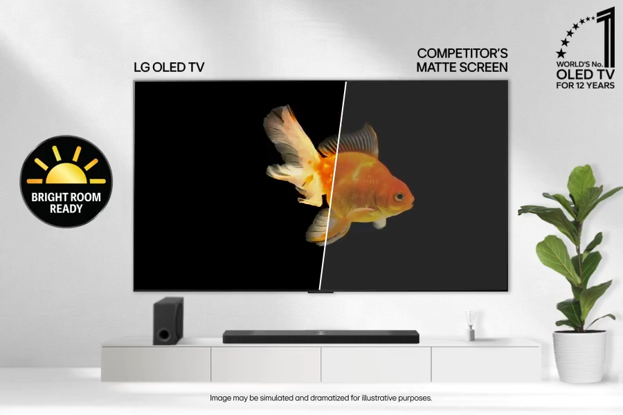 LG OLED TV side by side competitor screen