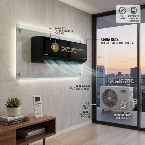 ADINA 24000BTU INVERTER AIR CONDITIONER 220V ONIX BLACK | ONI-C-2418W-E - Image 