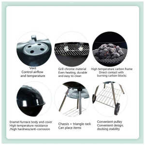 BBQ SET WITH 2 WHEELS BLACK WS-9-004 | PRIMO-P14004 - Image 