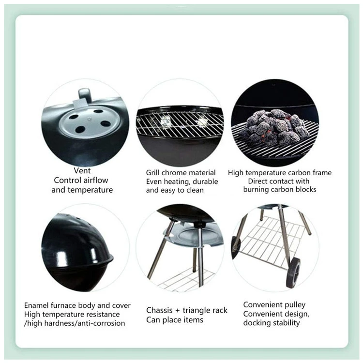Round Charcoal BBQ with Lid and Lower Rack 