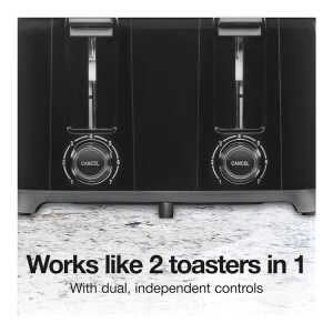 PROCTOR SILEX 4 SLICE TOASTER WITH EXTRA WIDE SLOTS BLACK | PS24215G - Image 