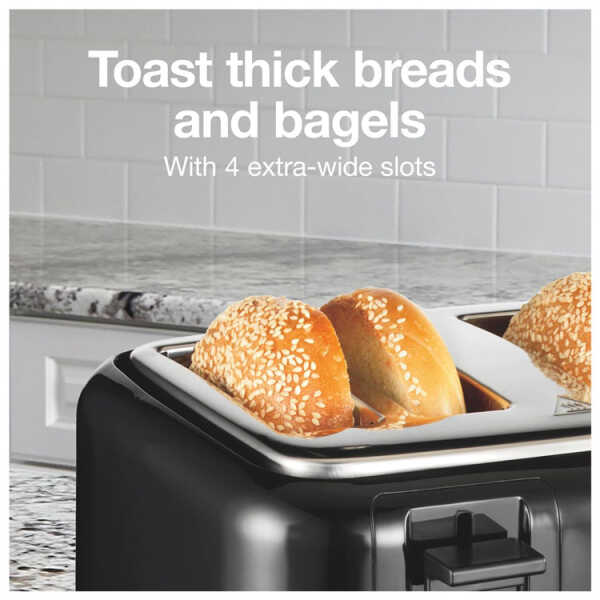 PROCTOR SILEX 4 SLICE TOASTER WITH EXTRA WIDE SLOTS BLACK | PS24215G - Image 