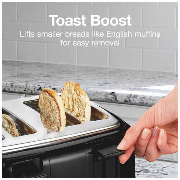PROCTOR SILEX 4 SLICE TOASTER WITH EXTRA WIDE SLOTS BLACK | PS24215G - Image 
