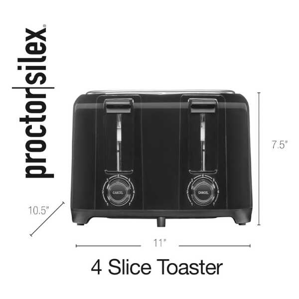 PROCTOR SILEX 4 SLICE TOASTER WITH EXTRA WIDE SLOTS BLACK | PS24215G - Image 
