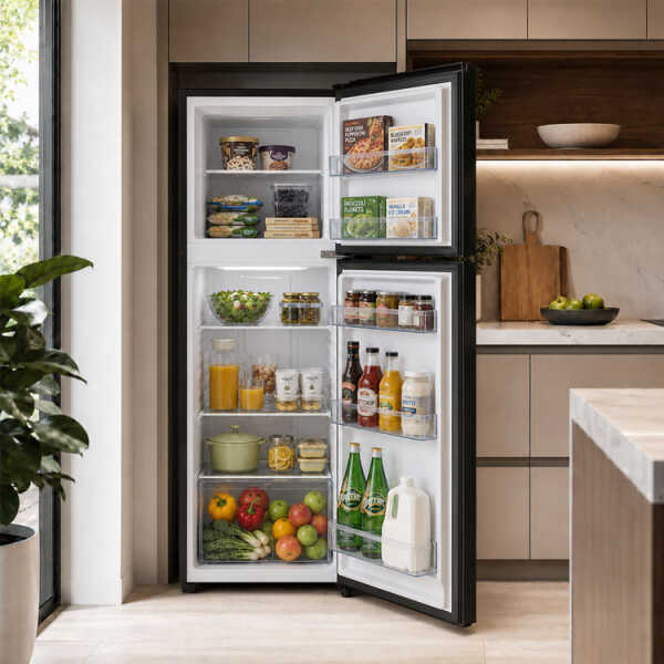 SANKEY 18 CU.FT REFRIGERATOR BLACK GLASS | RF-1881BG - Image 