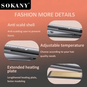 SOKANY HAIR STRAIGHTENER BLACK 110V-240V | SK-15040 - Image 