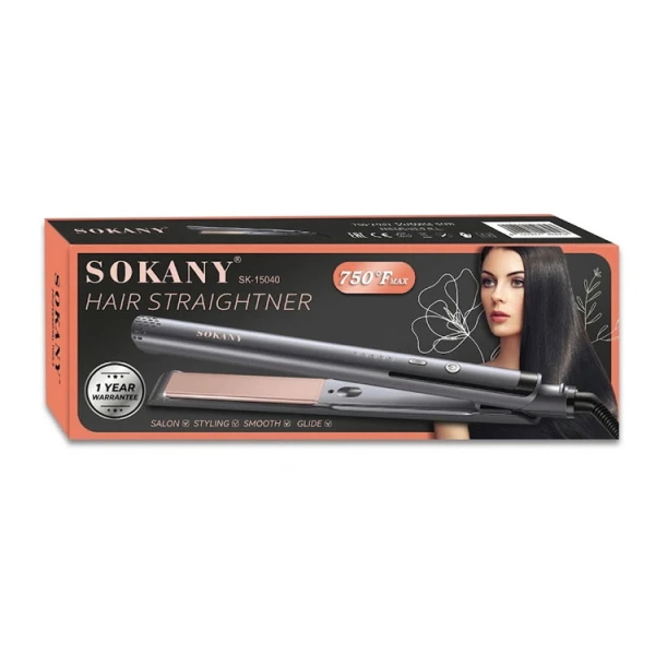 SOKANY HAIR STRAIGHTENER BLACK 110V-240V | SK-15040 - Image 
