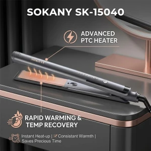 SOKANY HAIR STRAIGHTENER BLACK 110V-240V | SK-15040 - Image 