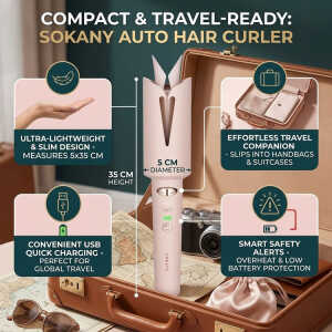 SOKANY AUTO HAIR CURLER W/USB CHARGING | SK-15057 - Image 