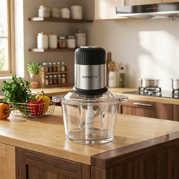 SOKANY 2L WONDER CHOPPER W/ GLASS BOWL + SS BLADES 110V-800W | SK-7025A - Image 