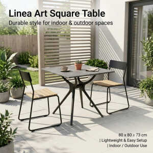 LINEA ART 80X80 CM GREY TABLE | 00297 - Image 