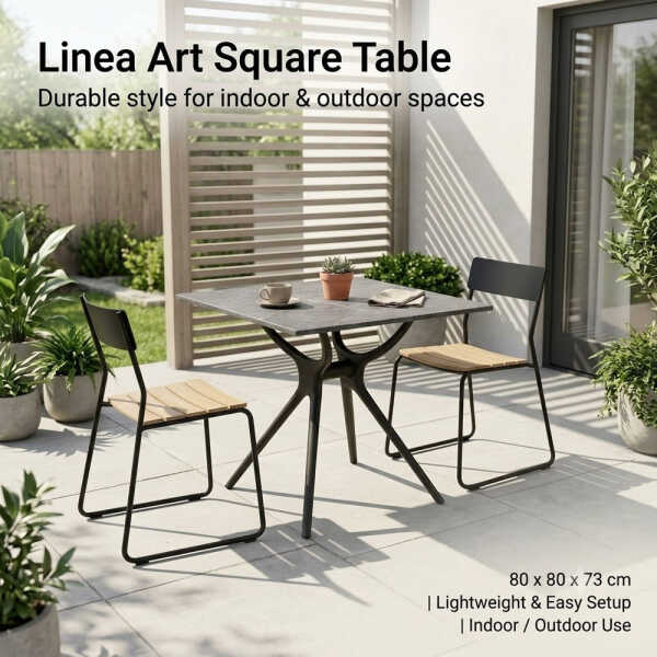 LINEA ART 80X80 CM GREY TABLE | 00297 - Image 
