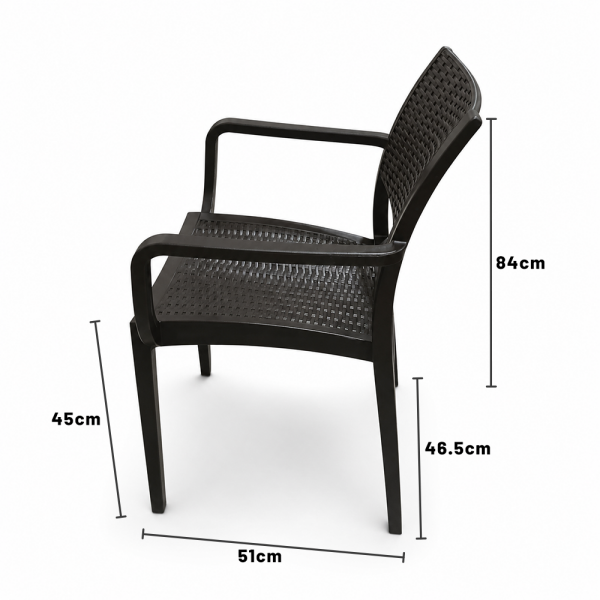 LINEA RATAN CHAIR WITH ARMREST BROWN | 02768 - Image 
