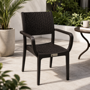 LINEA RATAN CHAIR WITH ARMREST BROWN | 02768 - Image 