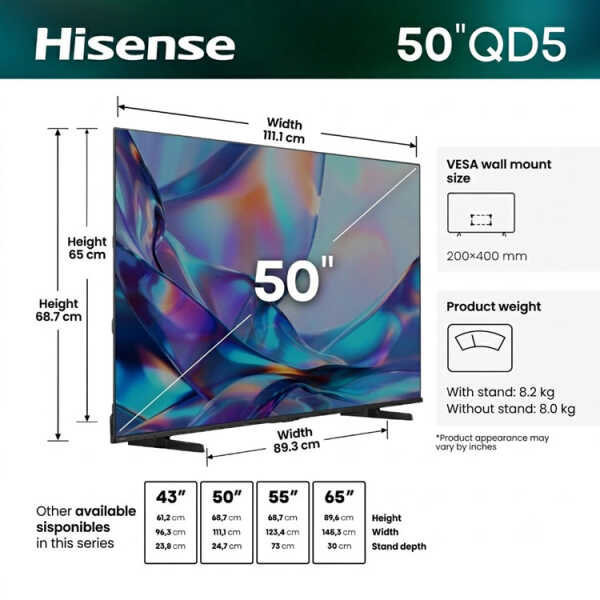 HISENSE 50" QLED 4K UHD SMART TV (2024) | 50QD5SV - Image 