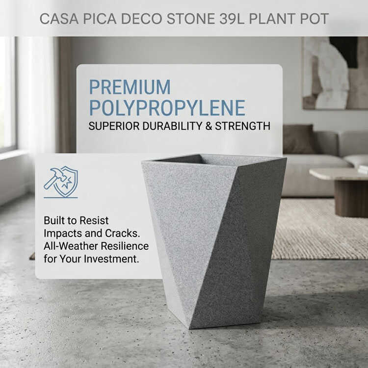 Durable Casa Pica Deco Stone polypropylene large plant pot.