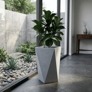 CASA PICA DECO STONE 39L PLASTIC PLANT POT GREY | 09534 - Image 