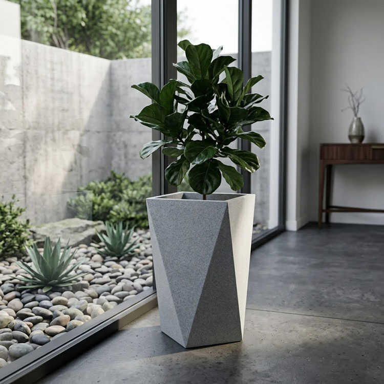 Large minimalist 39L entryway plant pot on concrete floor.
