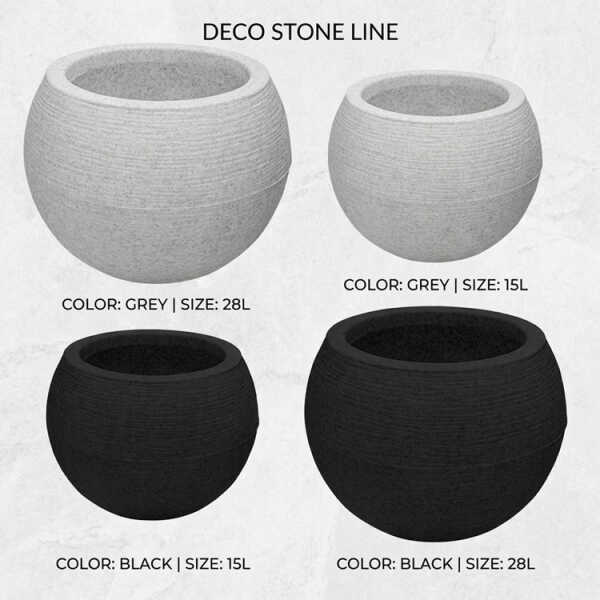 CASA PICA DECO STONE ROUND PLASTIC PLANT POT | VARIETY - Image 