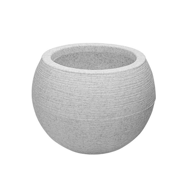 Modern grey stone-effect round planter bowl.