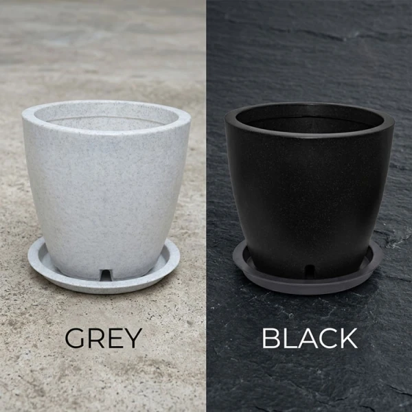 CASA PICA DECO STONE 52L ROUND PLASTIC PLANT POT ASSORTED COLORS | VARIETY - Image 