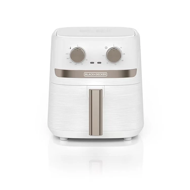BLACK & DECKER 4.2L air fryer with control knobs in white
