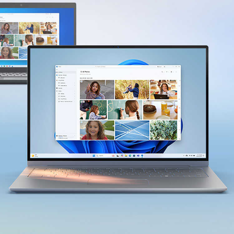 Windows 11 laptop displaying image gallery grid interface.