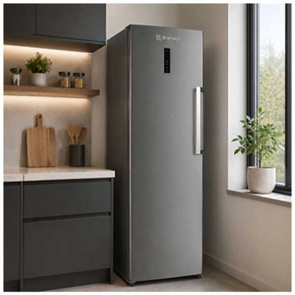 BERKLAYS 262L NO FROST UPRIGHT FREEZER STAINLESS STEEL | BNFVF276X.16 - Image 