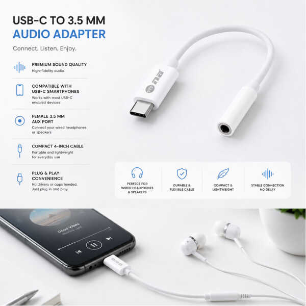 NA 3.5MM FEMALE PLUG TO USB TYPE C | DBV-TYC-35 - Image 