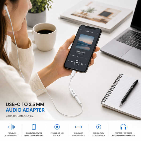 NA 3.5MM FEMALE PLUG TO USB TYPE C | DBV-TYC-35 - Image 