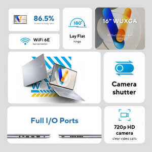ASUS VIVOBOOK 16" INTEL CORE i9-13900H, 16GB - 1TB, W11, SILVER | F1605VA-WS96 - Image 