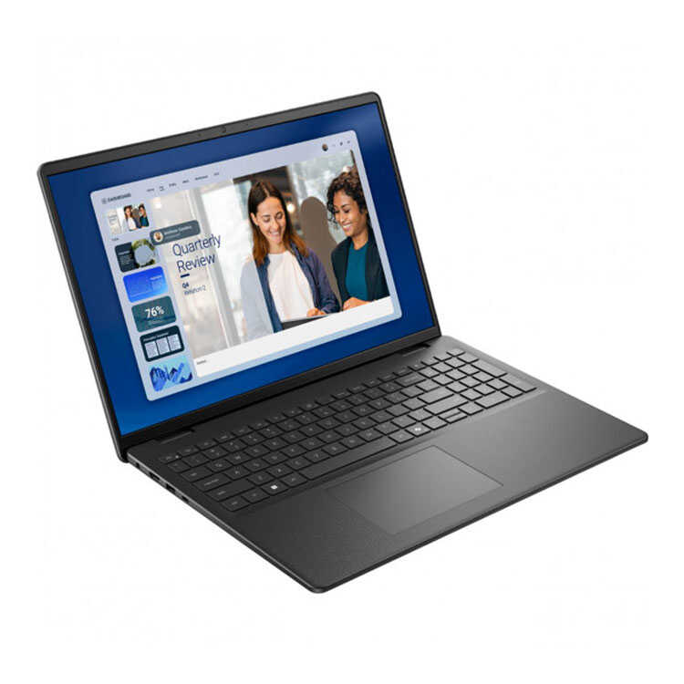 Open Dell 16 inch laptop side profile view