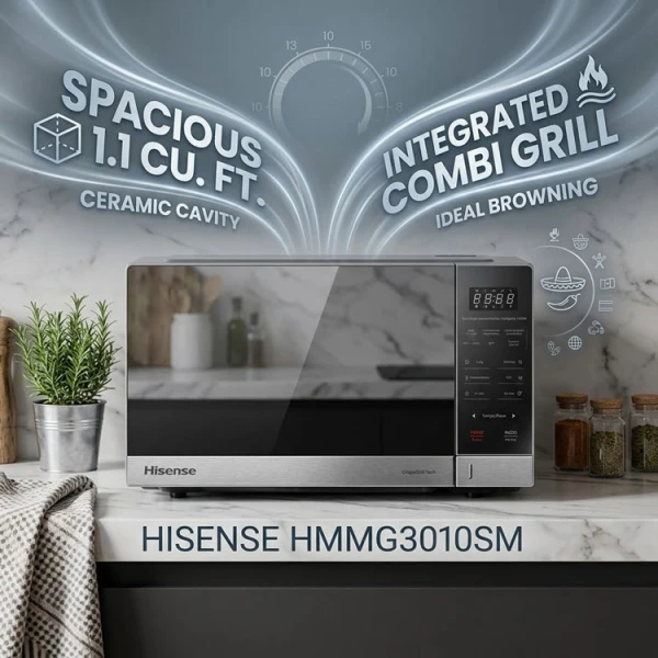 HISENSE 1.1 CFT/30L MICROWAVE SILVER W/MIRROR FINISH120V | HMMG3010SM - Image 