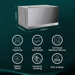 HISENSE 1.1 CFT/30L MICROWAVE SILVER W/MIRROR FINISH120V | HMMG3010SM - Image 