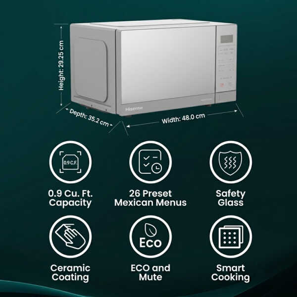 HISENSE 0.9 CU.FT SILVER MICROWAVE | HMMS2509SP - Image 