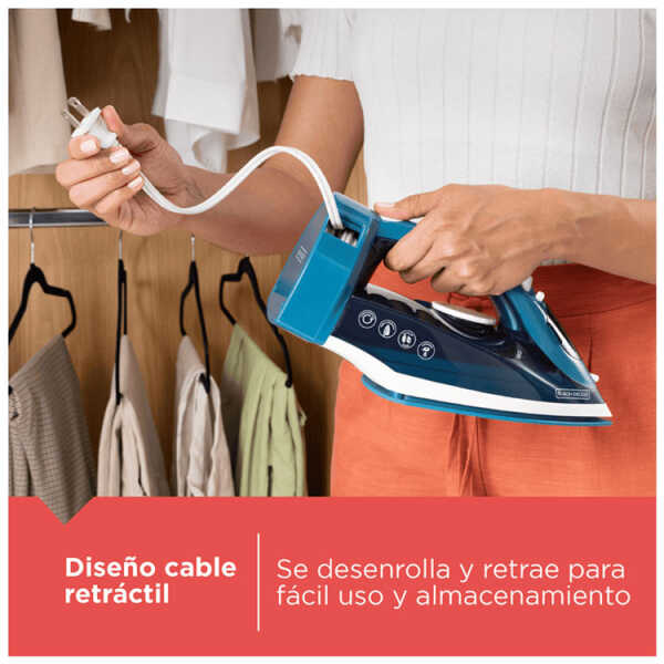 BLACK & DECKER 1200W STEAM IRON RETRACTABLE CORD | ICR004B - Image 