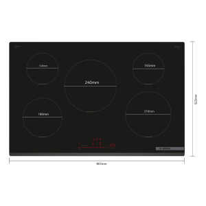 BOSCH SERIE 6 80 CM INDUCTION COOKTOP BLACK (SURFACE MOUNT WITHOUT FRAME) | PIV831HB1E - Image 