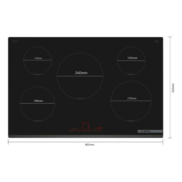 BOSCH SERIE 6 80 CM INDUCTION COOKTOP BLACK (SURFACE MOUNT WITHOUT FRAME) | PIV831HB1E - Image 