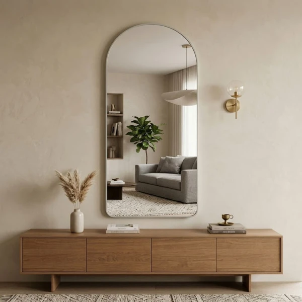 FULL LENGTH FLOOR & WALL MIRROR L155XW50CM WHITE | PRIMO-P14006 - Image 