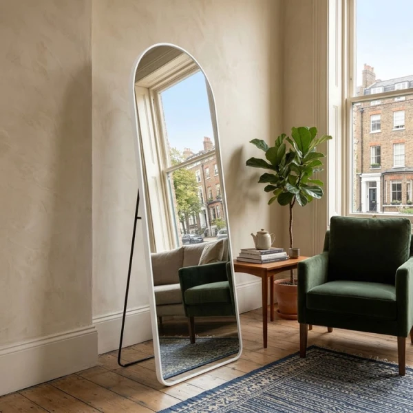 FULL LENGTH FLOOR & WALL MIRROR L155XW50CM WHITE | PRIMO-P14006 - Image 
