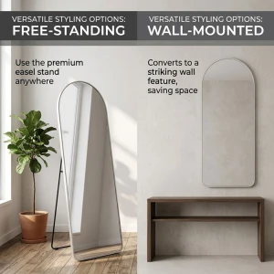 FULL LENGTH FLOOR & WALL MIRROR L155XW50CM WHITE | PRIMO-P14006 - Image 