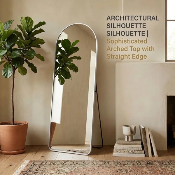FULL LENGTH FLOOR & WALL MIRROR L155XW50CM WHITE | PRIMO-P14006 - Image 