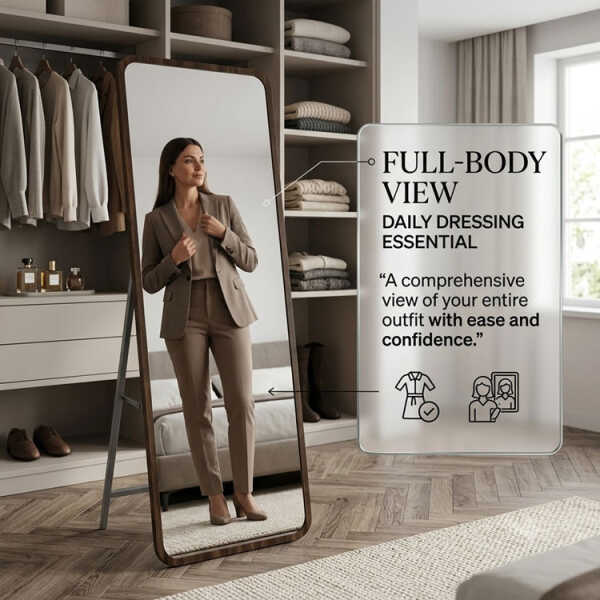 FULL LENGTH FLOOR STANDING MIRROR L155XW40CM BROWN | PRIMO-P141057 - Image 
