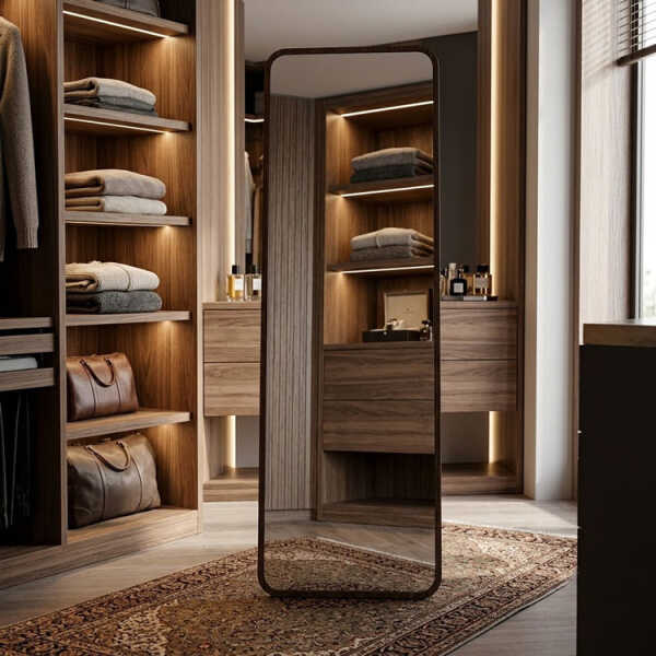 FULL LENGTH FLOOR STANDING MIRROR L155XW40CM BROWN | PRIMO-P141057 - Image 
