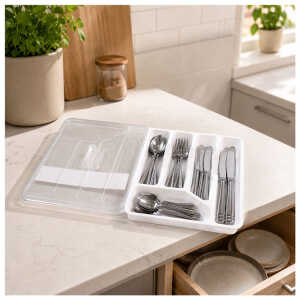 COMET PLASTIC CUTLERY TRAY WITH PROTECTIVE LID | PRIMO-P144194 - Image 