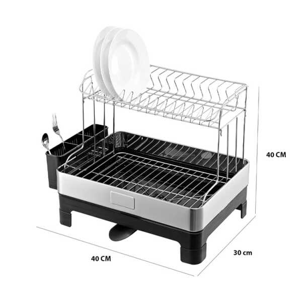 HOME DETAILS 2 TIER DISH DRYING RACK ASSORTED COLORS | PRIMO-P14DRD - Image 