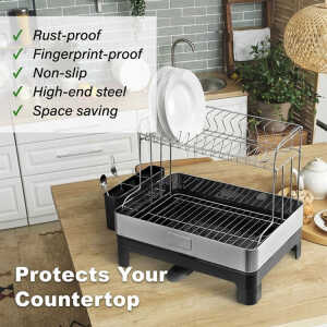 HOME DETAILS 2 TIER DISH DRYING RACK ASSORTED COLORS | PRIMO-P14DRD - Image 